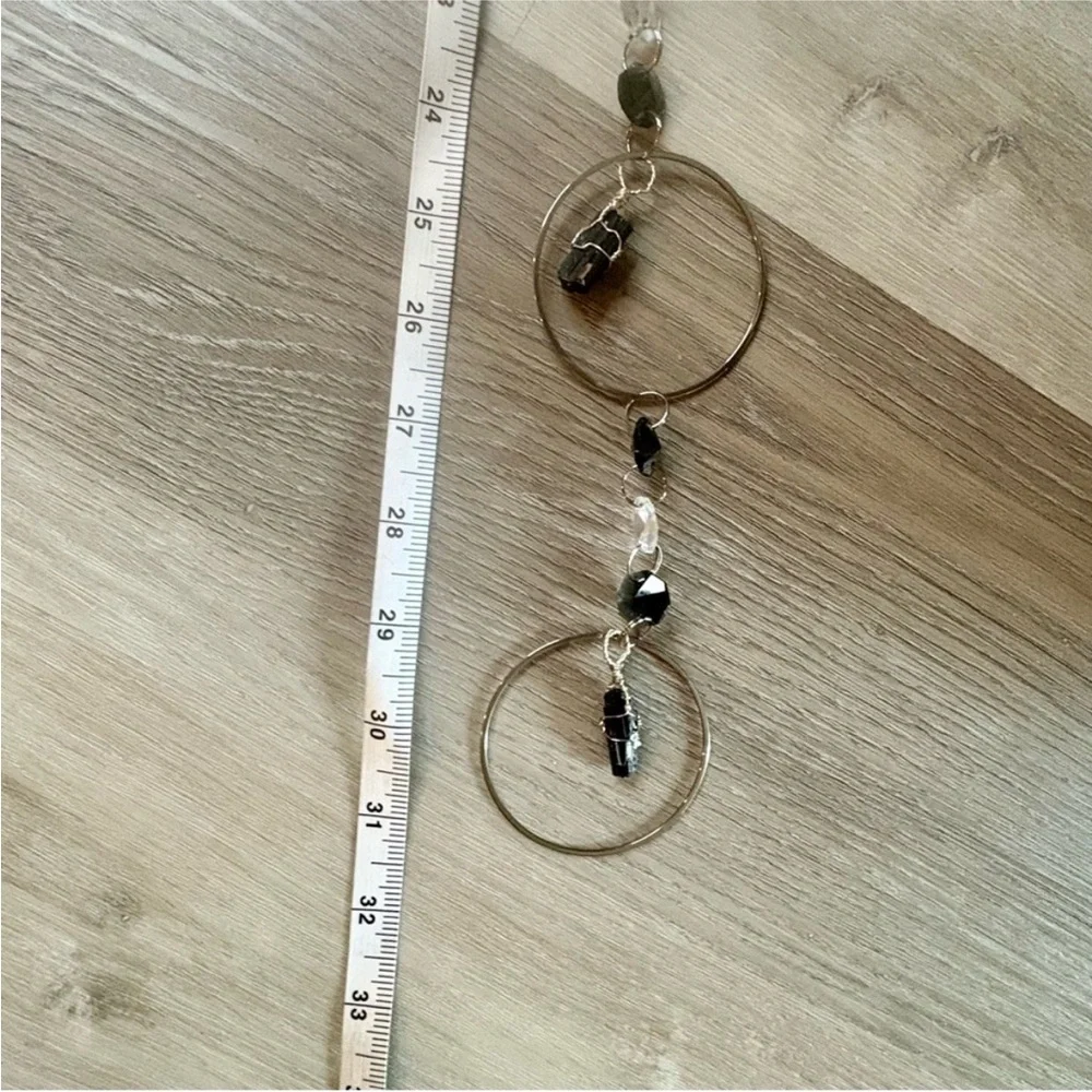 Handmade One of a Kind Gemstone Wall Hanging Black Tourmaline & Crystals